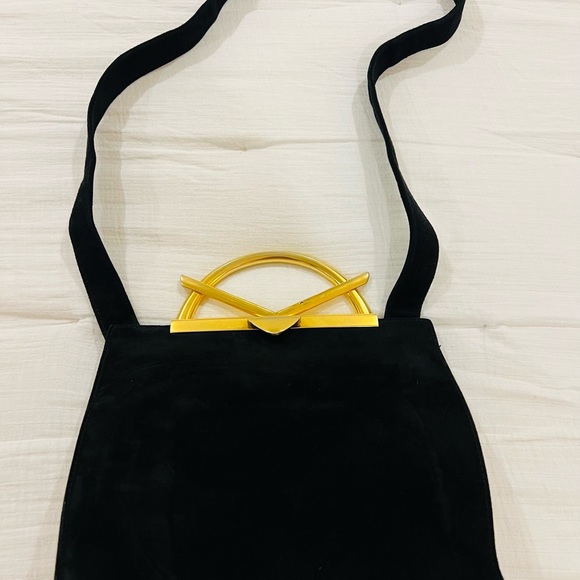 Donna Karan Black Suede Leather Evening Bag - Picture 4 of 6